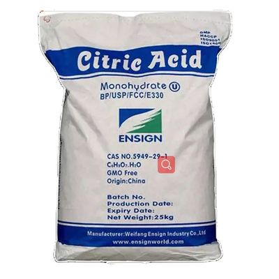 Citric Acid Anhydrous Organic Intermediate Monohydrate In 25kg Bag For Sulfonic Acid Classification